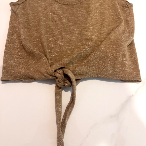 Alice + Olivia Tan Jacinda Tie Front Tank Top Size XS - Picture 4 of 5